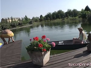 Misha Crossrides Rocco's stiffy by the lake