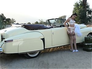 Lana Rhoades antique car pussy play